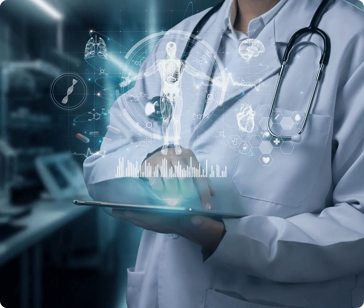 Medical professional using futuristic technology