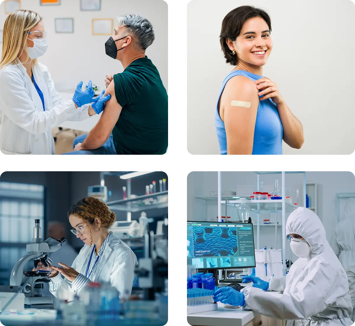 Smiling woman with bandage on arm